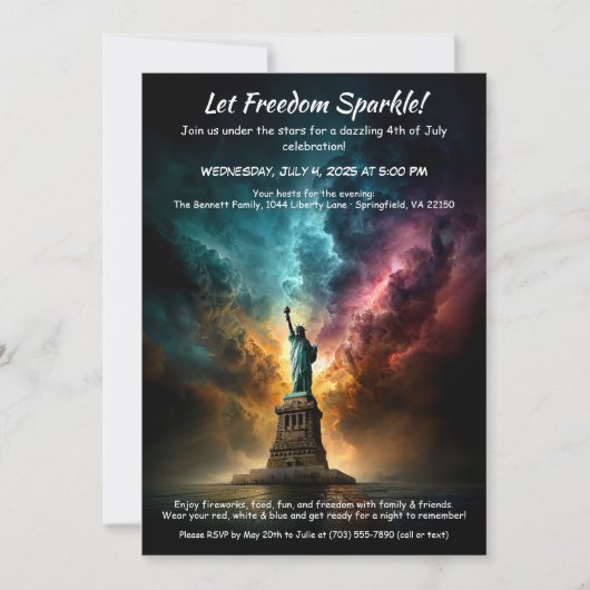 4th of July Invitation – Statue of Liberty Kaart (Voorkant)