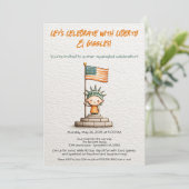 4th of July Kids Invitation – Cute Liberty Kaart (Staand voorkant)