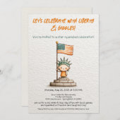 4th of July Kids Invitation – Cute Liberty Kaart (Voorkant / Achterkant)