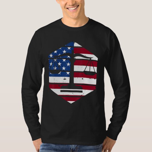 4th Of July Lawyer Attorney US Flag Scale Of Justi T-shirt (Voorkant)