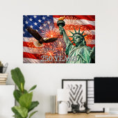 4th of July Liberty Eagle Fireworks USA 250th Poster (Thuiskantoor)