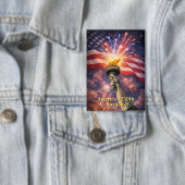 4th of July Liberty Torch Fireworks USA 250th Button (Insitu)