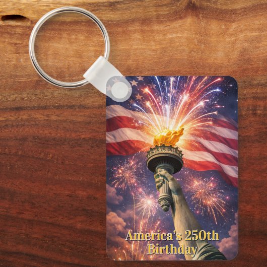 4th of July Liberty Torch Fireworks USA 250th Sleutelhanger (Voorkant)