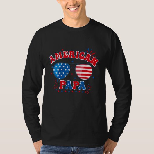 4th Of July  Men Papa Kid American Dad Patriotic F T-shirt (Voorkant)