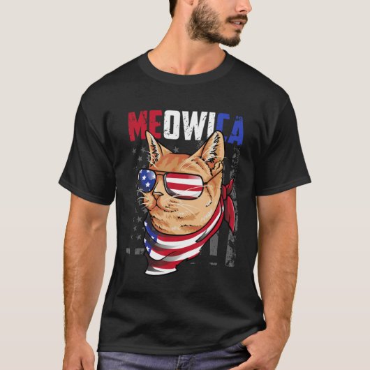 4th of July Meowica Patriotic   For Cat T-shirt (Voorkant)