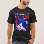 4th Of July Meowica Retro Cat American Flag USA Pa T-shirt (Voorkant)