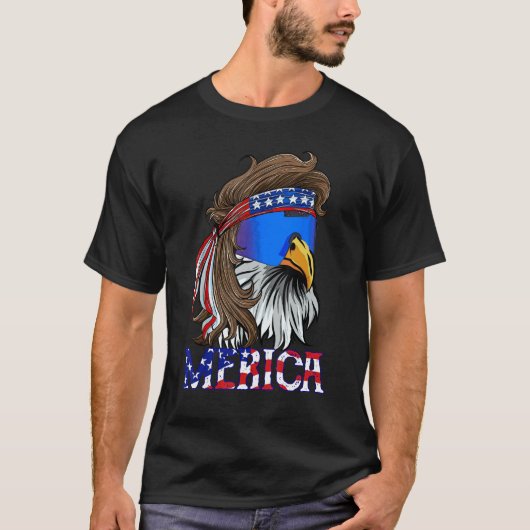 4th Of July Merica Eagle Mullet US American Flag P T-shirt (Voorkant)