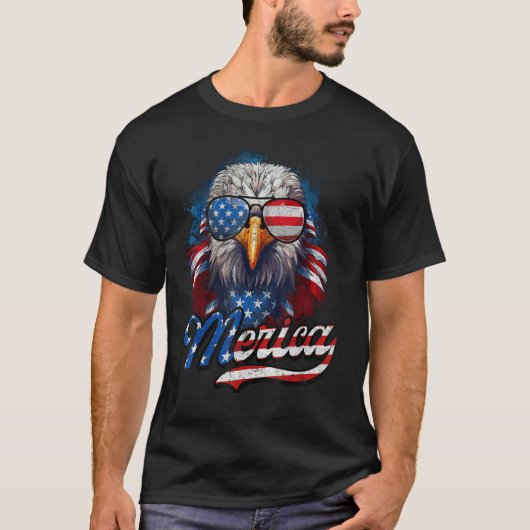 4th of July Merica Eagle USA Flag American Indepen T-shirt (Voorkant)