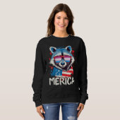 4th Of July Merica  Raccoon Bigender Sunglasses Fl Trui (Voorkant volledig)