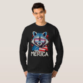 4th Of July Merica  Raccoon Genderfrith Sunglasses T-shirt (Voorkant volledig)