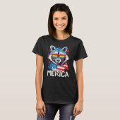 4th Of July Merica  Raccoon LGBT Pride Sunglasses  T-shirt (Voorkant volledig)
