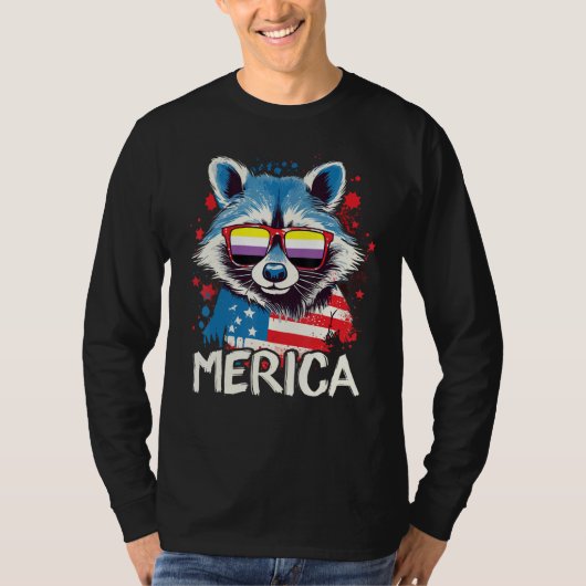4th Of July Merica  Raccoon Non Binary Sunglasses  T-shirt (Voorkant)