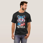 4th Of July Merica  Raccoon Transfeminine Sunglass T-shirt (Voorkant volledig)