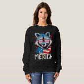 4th Of July Merica  Raccoon Transfeminine Sunglass Trui (Voorkant volledig)