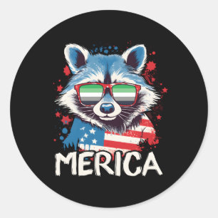 4th of July Merica wasbeer Arotische zonnebril vla Ronde Sticker