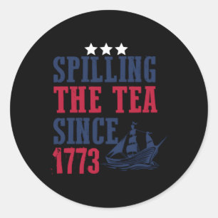 4th of July morsen van de thee 1773 Amerikaanse ge Ronde Sticker