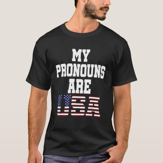 4th of July My Pronouns Are USA Flag T-shirt (Voorkant)