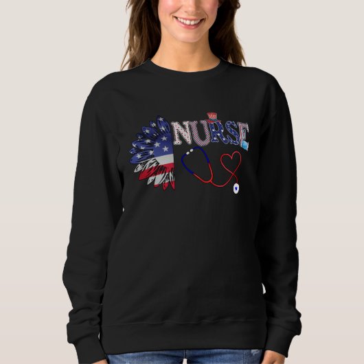 4th of July nursing for women stethoscope nurse gr Trui (Voorkant)