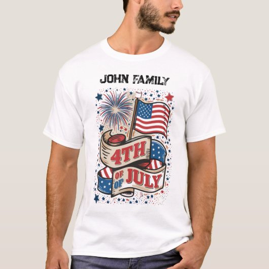 4Th Of July. Onafhankelijkheidsdag familie T-shirt (Voorkant)