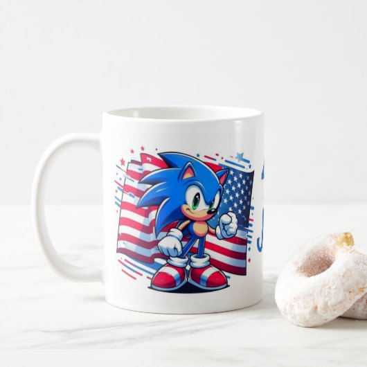 4th of July. Onafhankelijkheidsdag mok, Sonic mok, Koffiemok (Met donut)