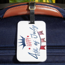 4th of July | Onafhankelijkheidsdag Waterverf Clip Bagagelabel