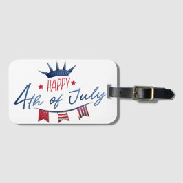 4th of July | Onafhankelijkheidsdag Waterverf Clip Bagagelabel