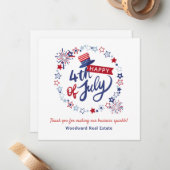 4th of July | Onroerend goed Dank u Klanten Budget Notitiekaartje (Voorkant / Achterkant in situ)