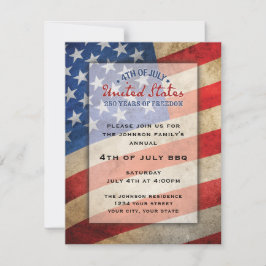 4th of July Party Invitation USA 250 Years Feestdagenkaart