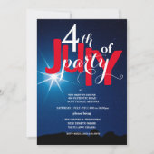 4th of July Party Stars & Fireworks  Invitations Kaart (Voorkant)