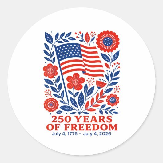 4th of July Patriotic 250th Anniversary 250 Years  Ronde Sticker (Voorkant)