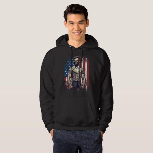4th of July Patriotic  Abraham Lincoln Graphic Jul Hoodie (Voorkant volledig)
