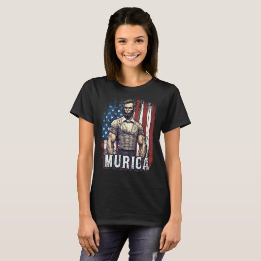 4th of July Patriotic  Abraham Lincoln Graphic Jul T-shirt (Voorkant volledig)