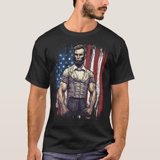 4th of July Patriotic  Abraham Lincoln Graphic Jul T-shirt (Voorkant)