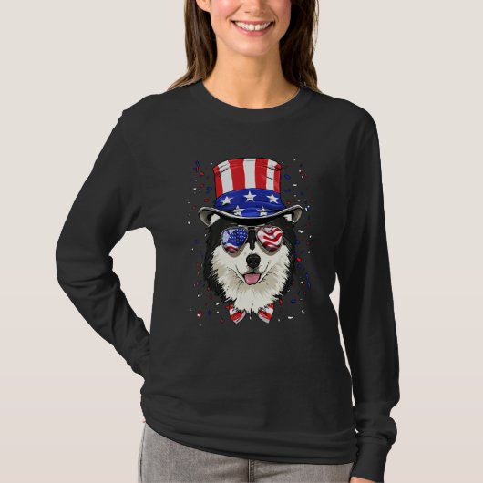 4th of July Patriotic Alaskan Malamute American US T-shirt (Voorkant)