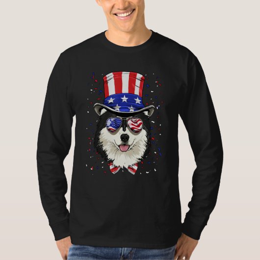 4th of July Patriotic Alaskan Malamute American US T-shirt (Voorkant)