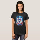 4th Of July Patriotic American Eskimo Dog T-shirt (Voorkant volledig)