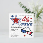 4th of July Patriotic American Flag Sunglasses Kaart (Staand voorkant)