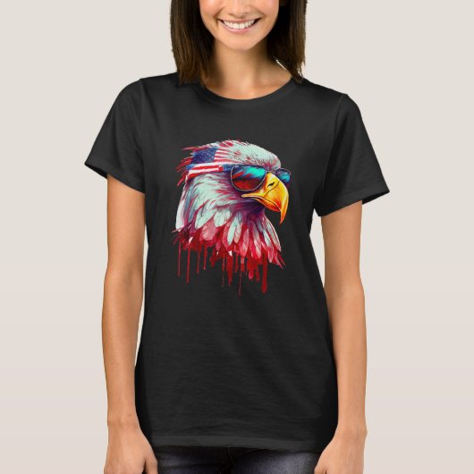 4th Of July Patriotic Bald Eagle Cool Sunglasses T-shirt (Voorkant)