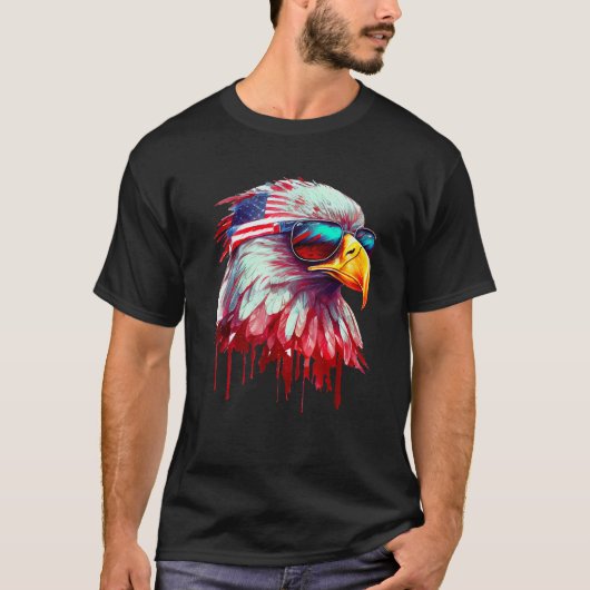 4th Of July Patriotic Bald Eagle Cool Sunglasses T-shirt (Voorkant)