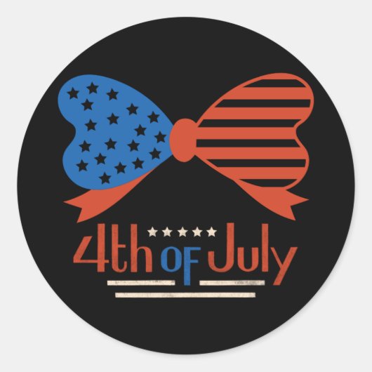 "4th of July" Patriotic Bow Design Custom Ronde Sticker (Voorkant)