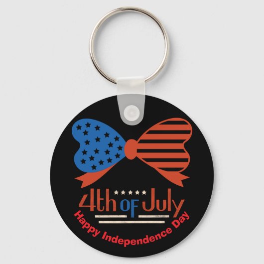 "4th of July" Patriotic Bow Design Custom Sleutelhanger (Voorkant)