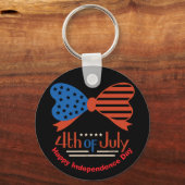 "4th of July" Patriotic Bow Design Custom Sleutelhanger (Voorkant)