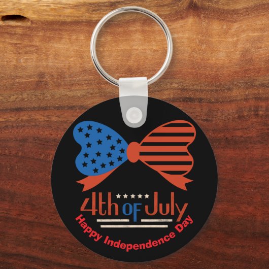 "4th of July" Patriotic Bow Design Custom Sleutelhanger (Voorkant)