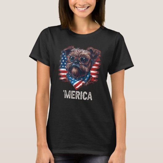 4th Of July Patriotic Brussels Griffon Dog Merica T-shirt (Voorkant)
