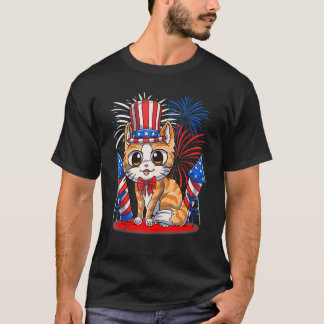 4th Of July Patriotic Cat American Flag Meowica C T-shirt