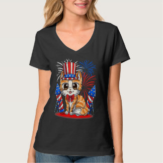 4th Of July Patriotic Cat American Flag Meowica C T-shirt
