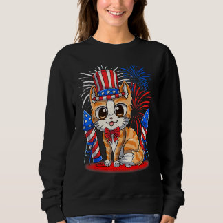 4th Of July Patriotic Cat American Flag Meowica C Trui