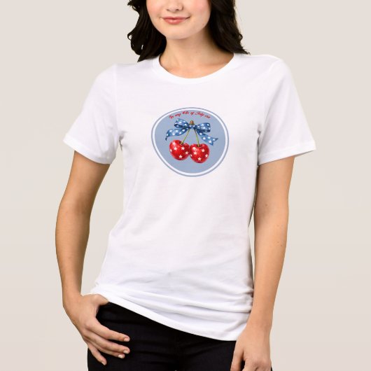 4th of July Patriotic Cherry Tri-Blend Shirt (Voorkant)