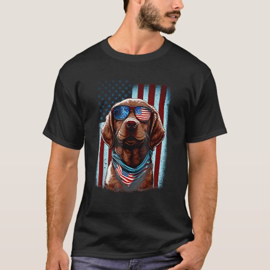 4th Of July Patriotic Chesapeake Bay Retriever Dog T-shirt (Voorkant)