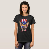 4th of July Patriotic Chihuahua American USA Flag  T-shirt (Voorkant volledig)